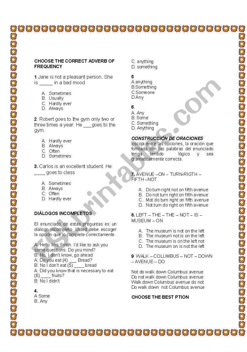 EVALUATION worksheet