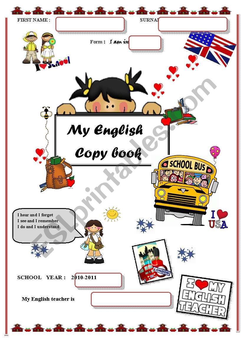 notebook cover worksheet