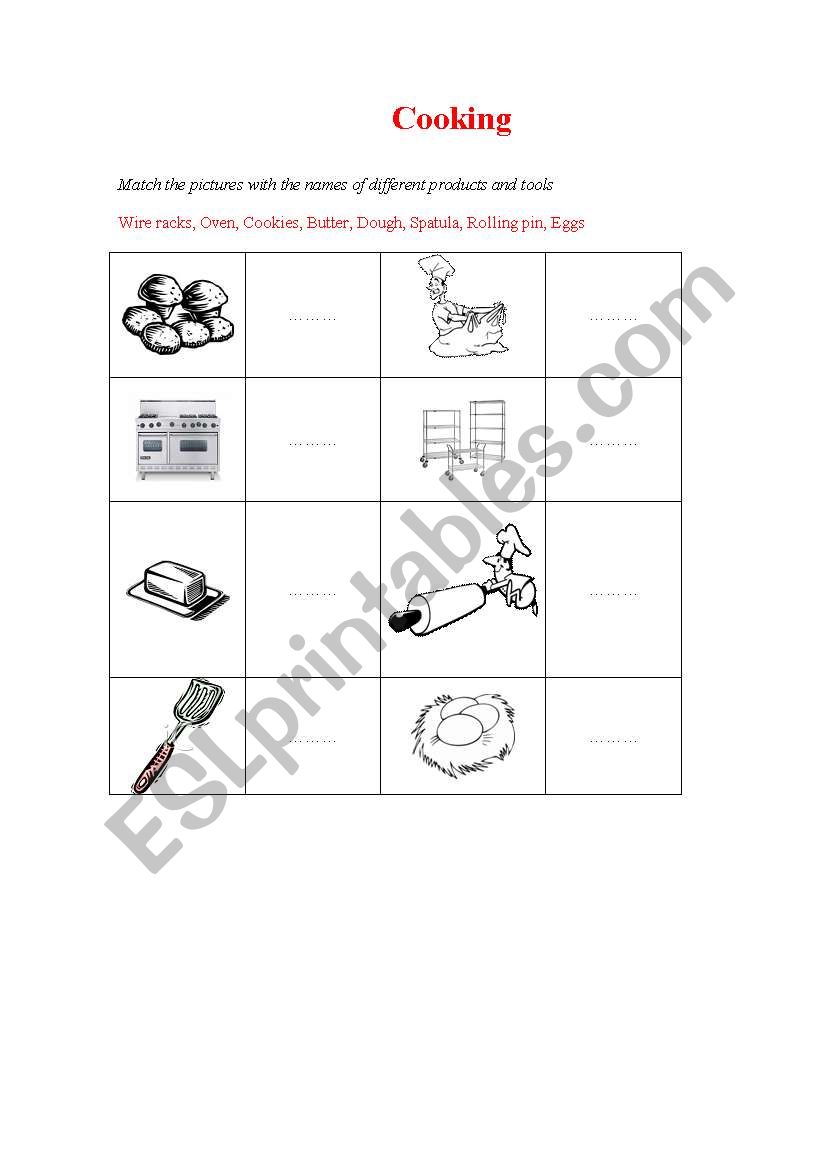 Cooking worksheet