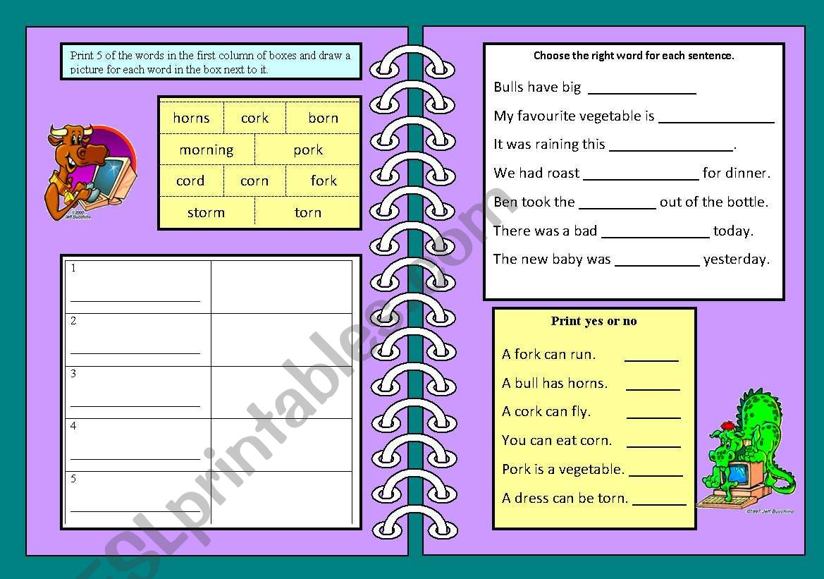 Working with words worksheet