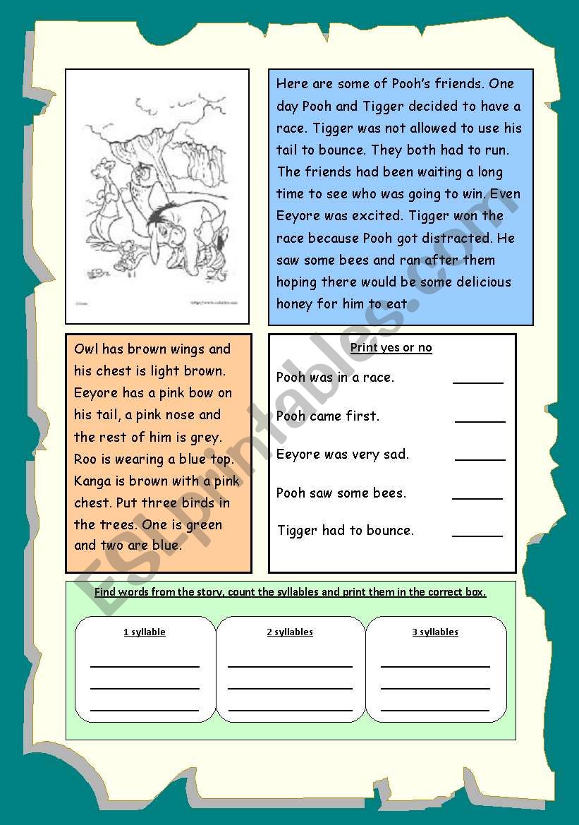 Working with words worksheet