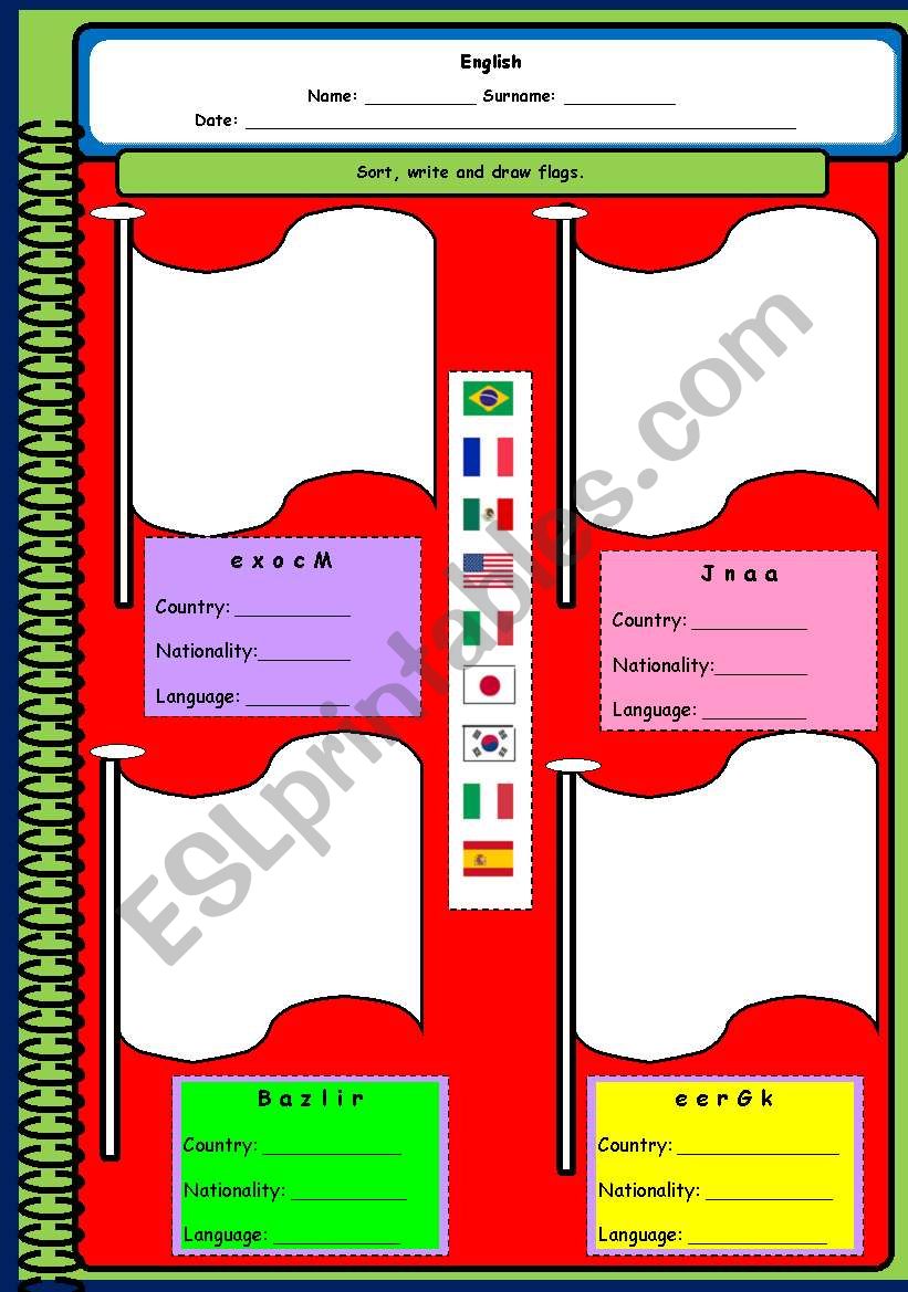 COUNTRIES worksheet