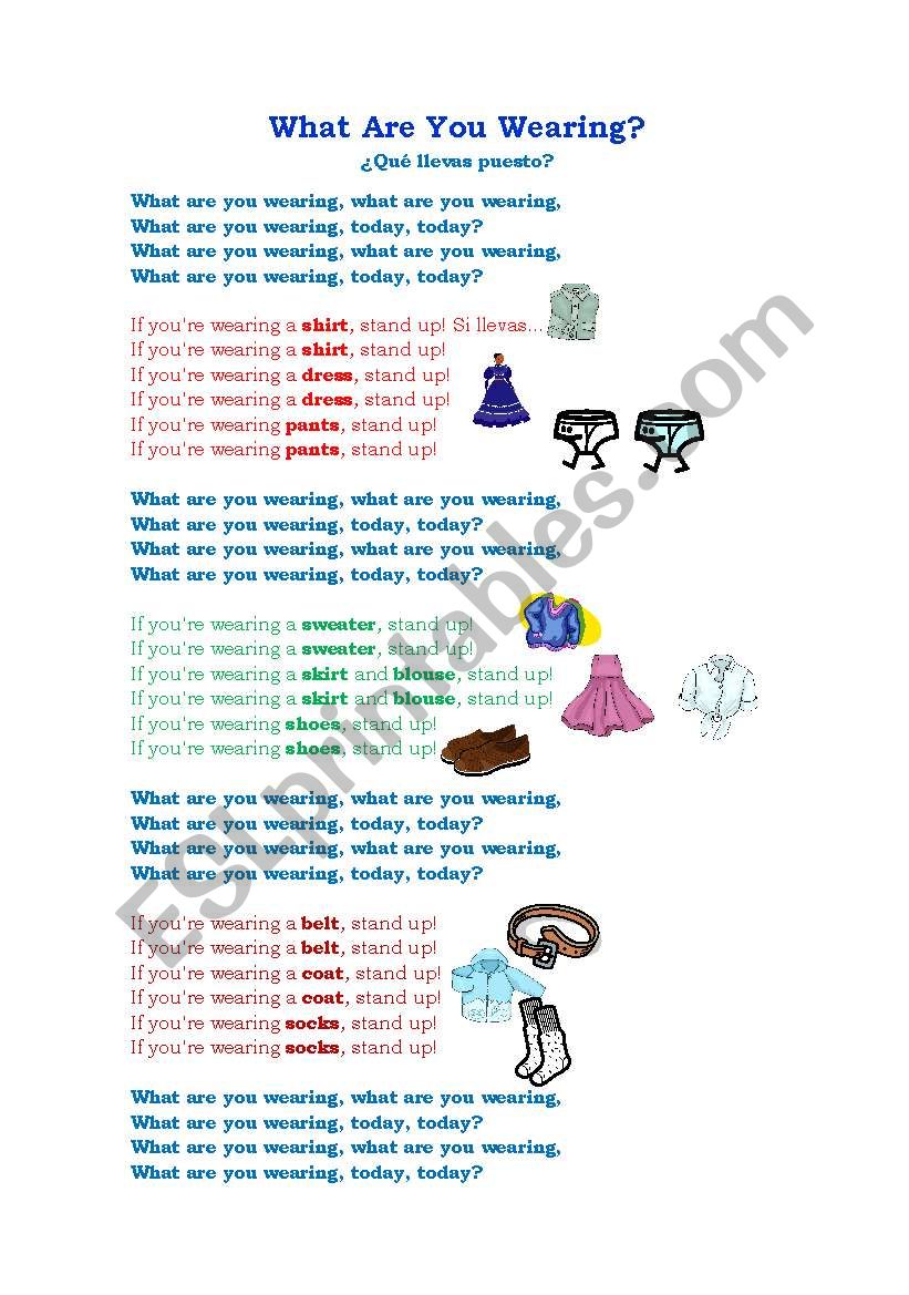 What are you wearing worksheet