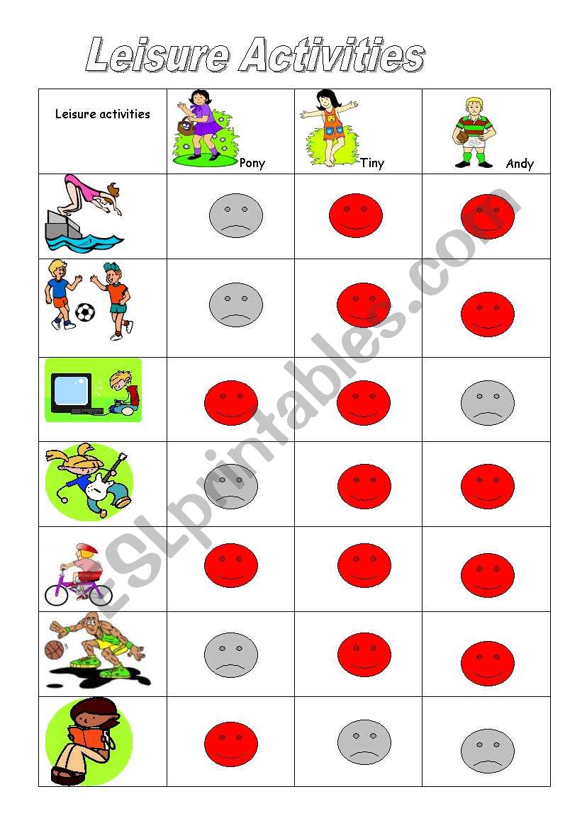 leisure Activities :like-dislike with exercises