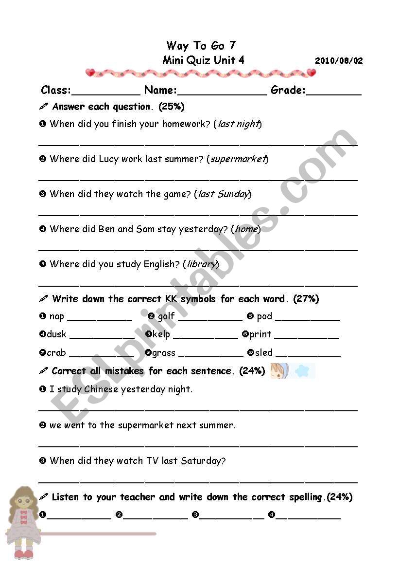 Past tense worksheet