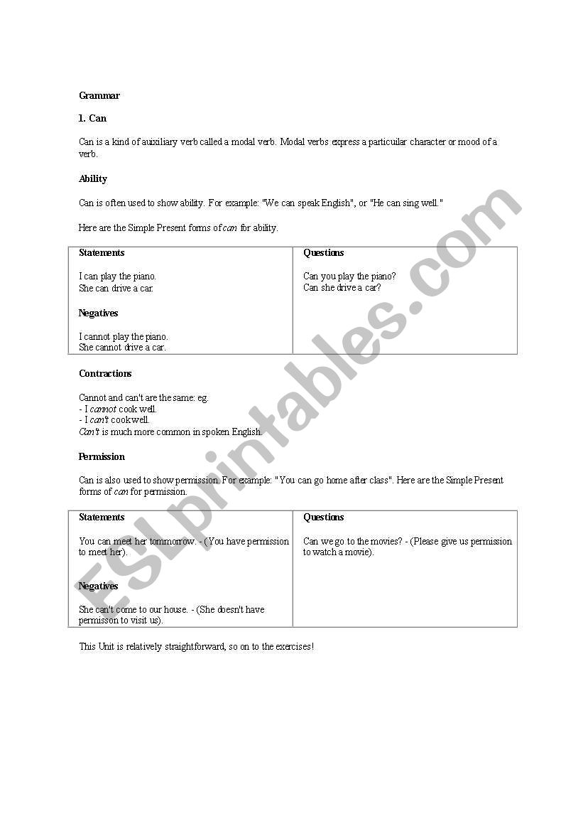 can, cant worksheet