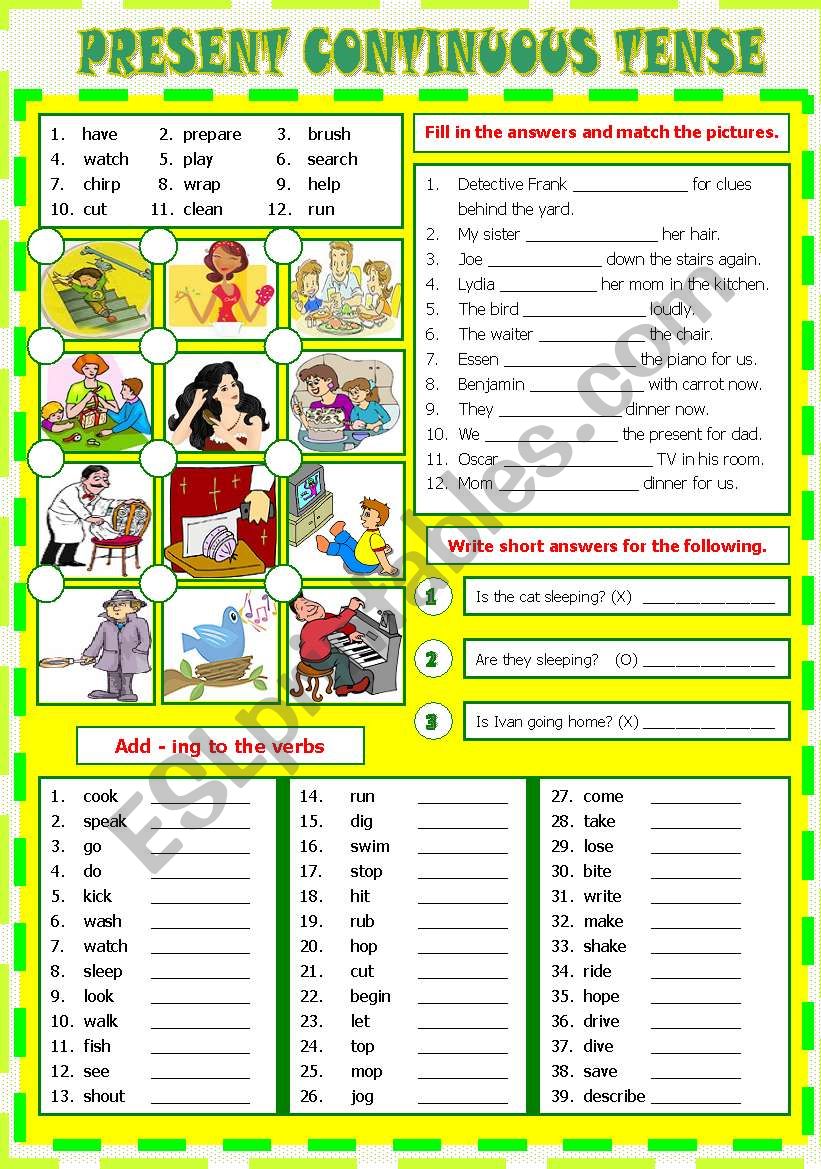 Present Continuous Tense worksheet