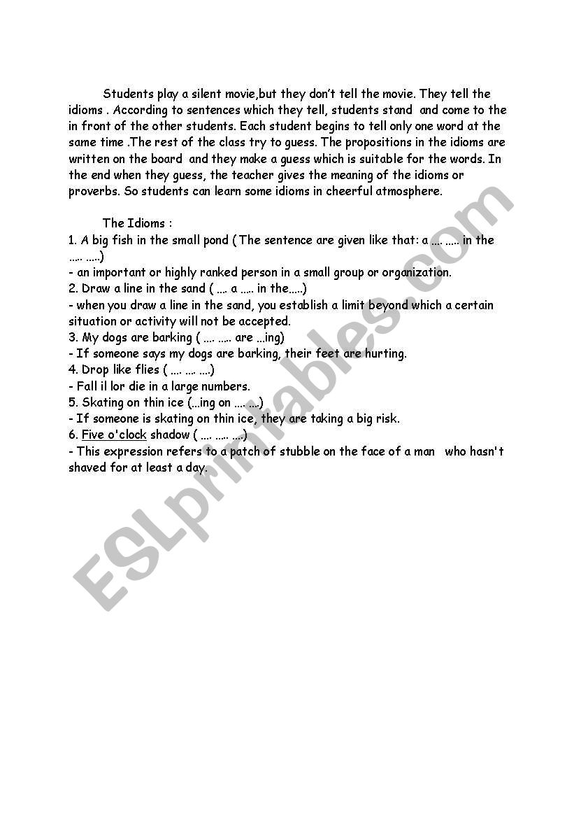 drama activity worksheet