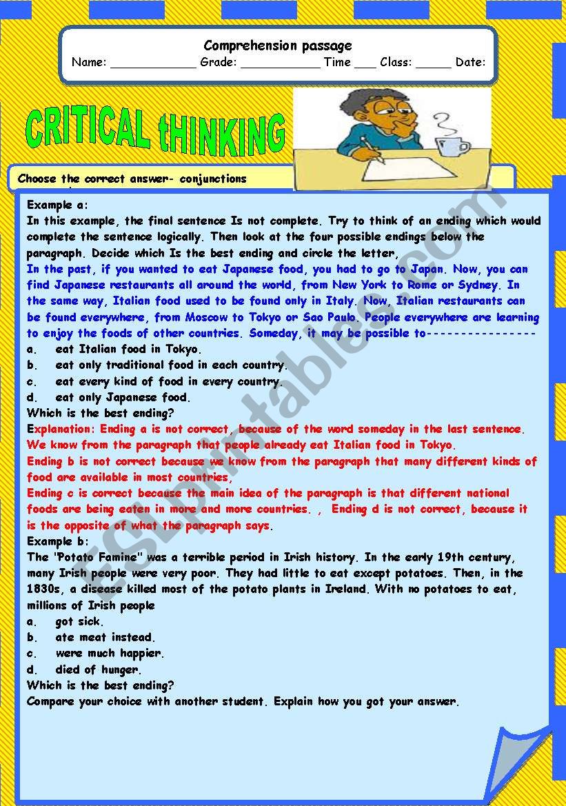 critical thinking games for esl