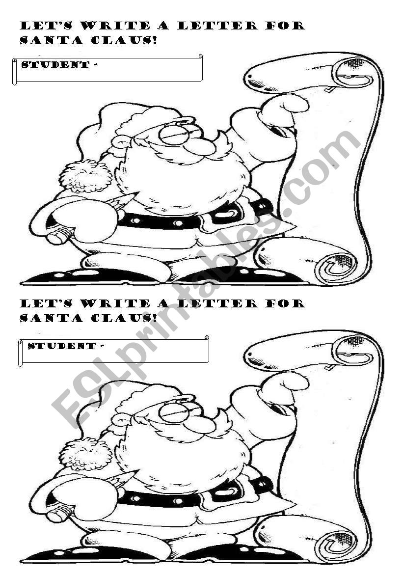 Santa Claus letter worksheet