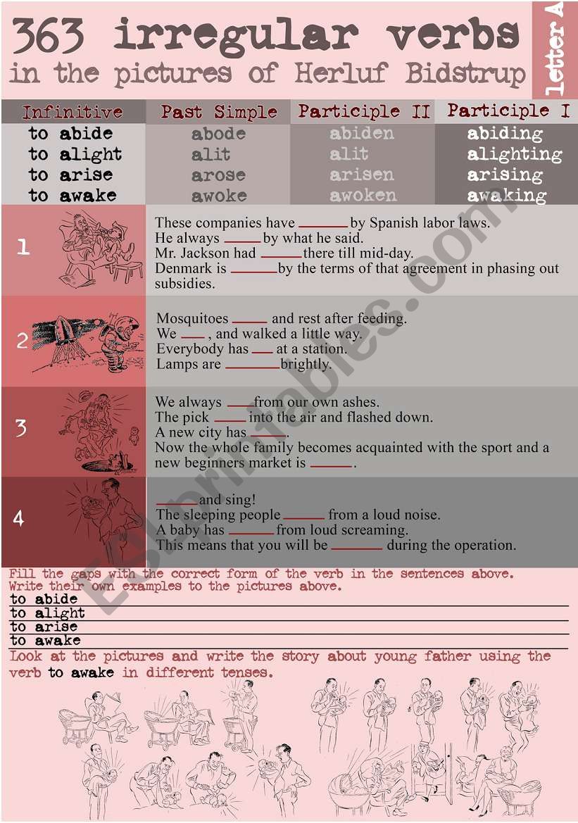 363 Irregular verbs in the pictures of Herluf Bidstrup