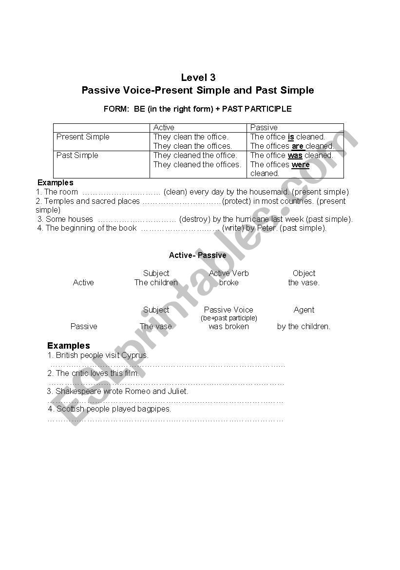 Passive voice worksheet