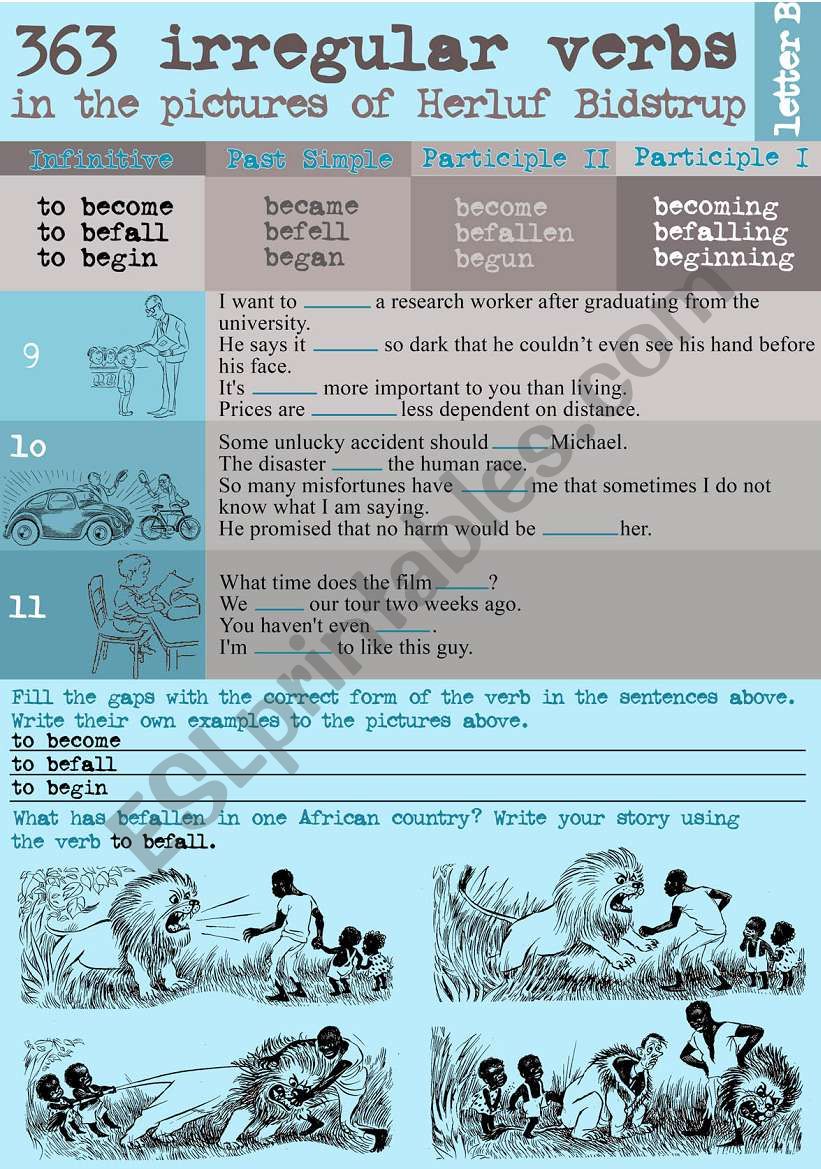 363 Irregular verbs in the pictures of Herluf Bidstrup