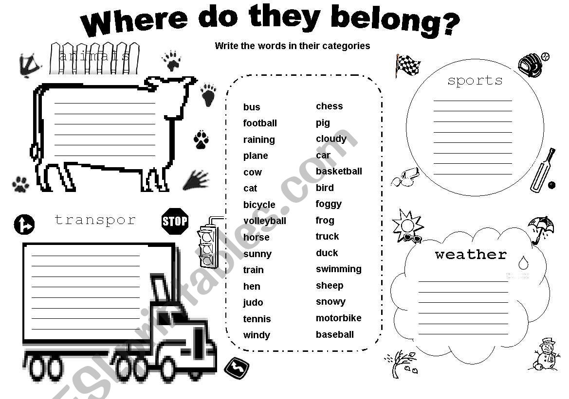 WORD CATEGORIES 2 worksheet