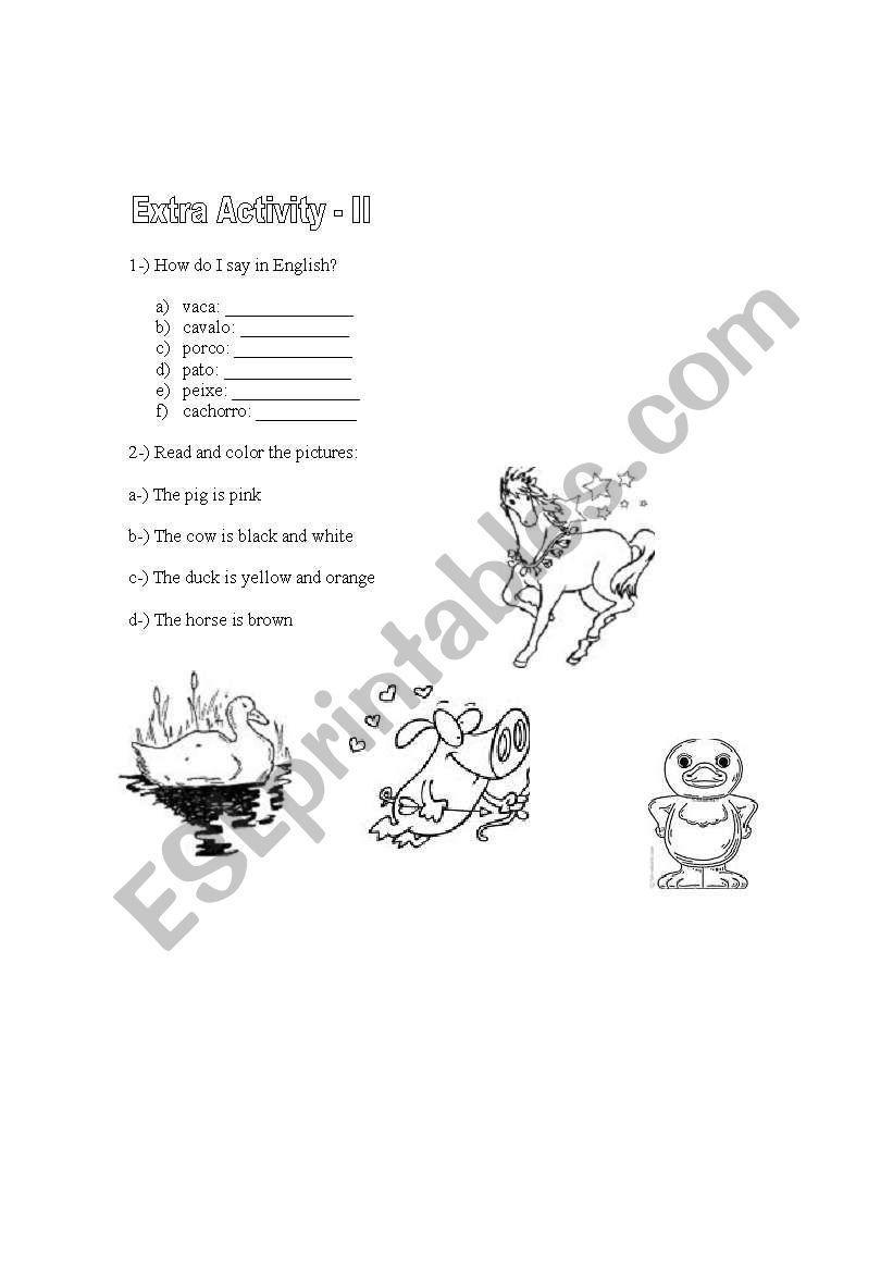 Farm animals worksheet