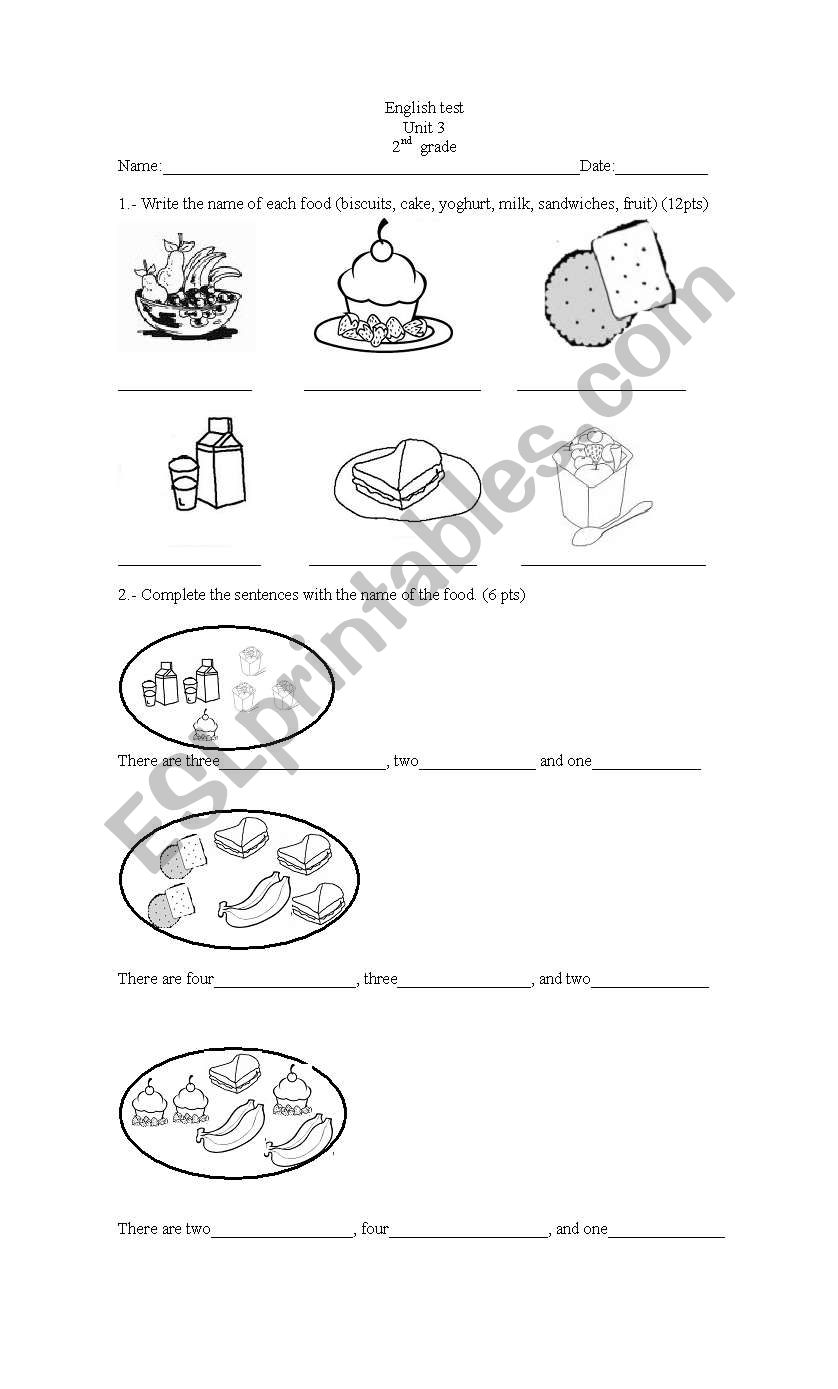 food worksheet