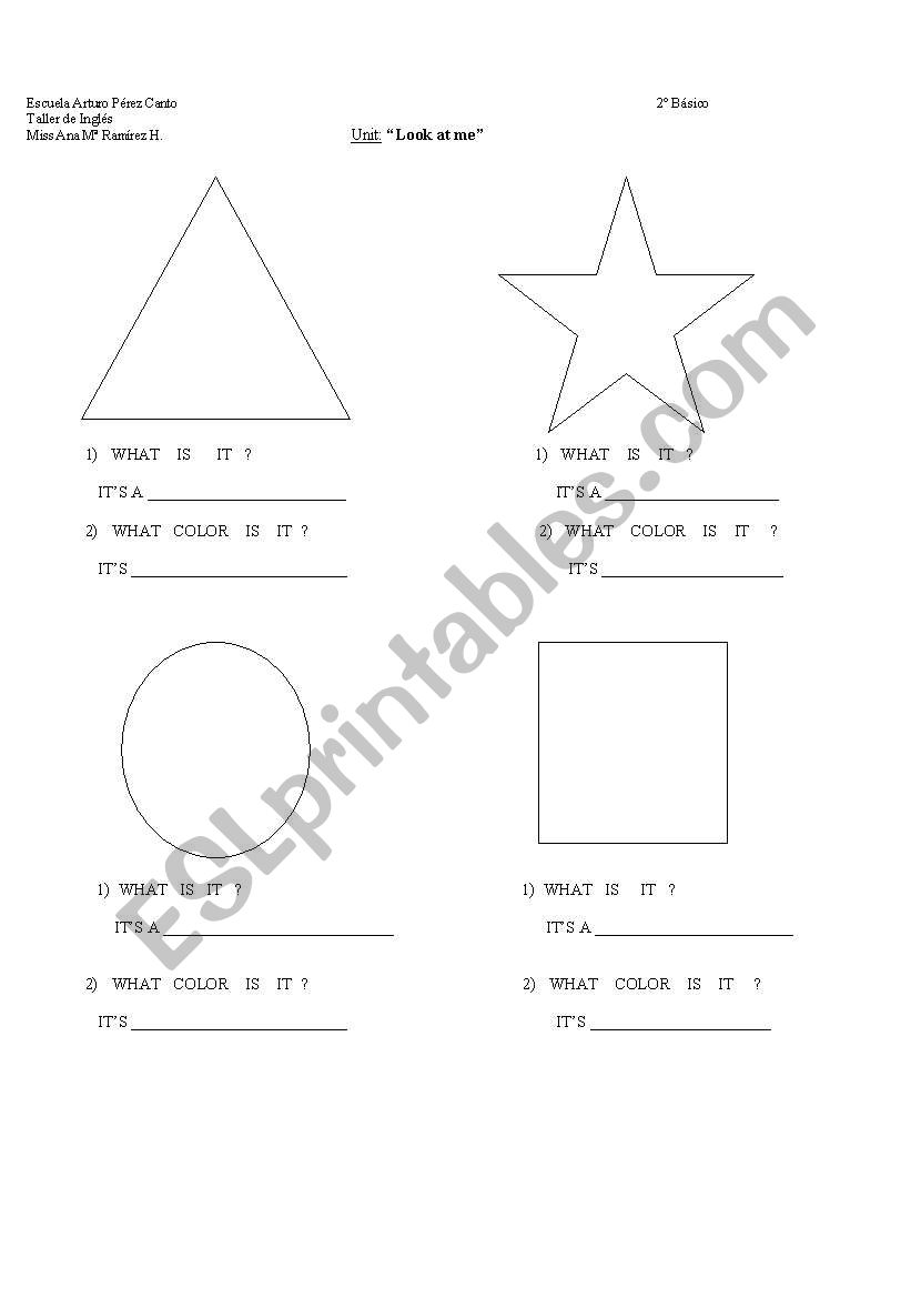 Shapes and colors / Questions worksheet