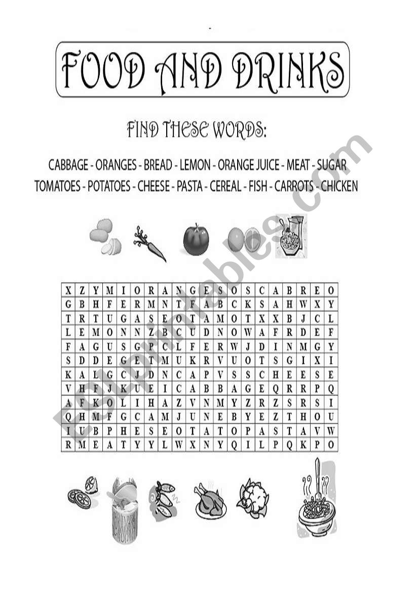 FOOF AND DRINKS worksheet