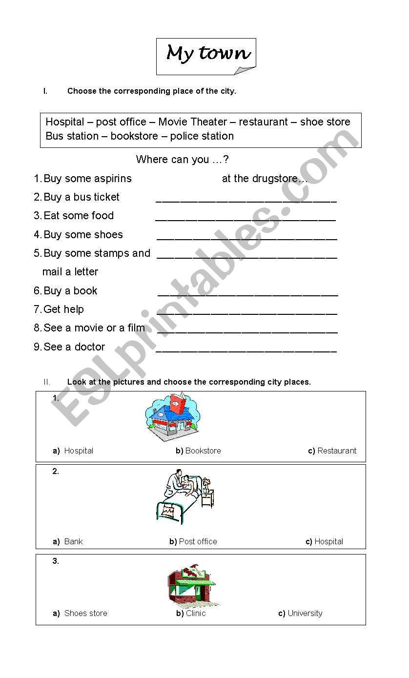 My town worksheet