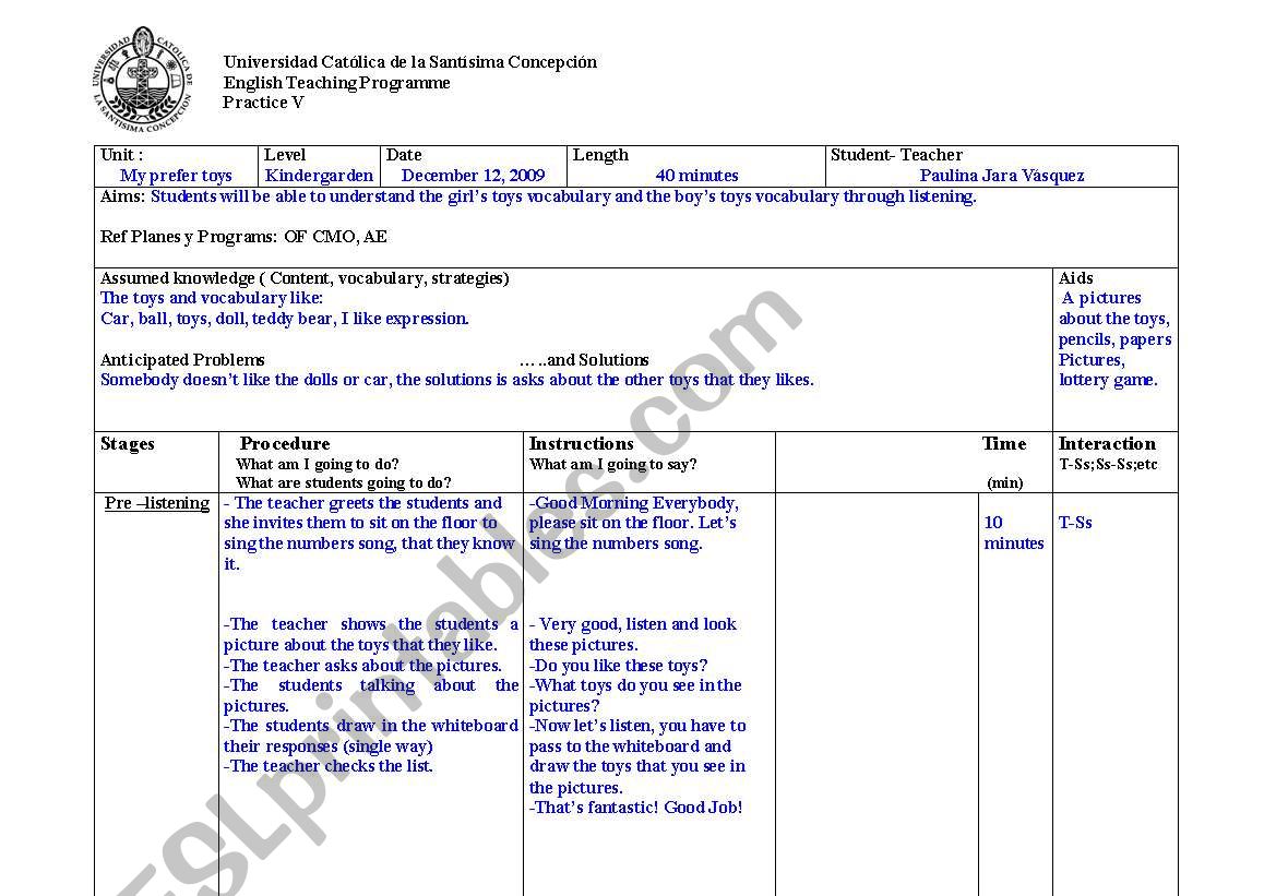 lesson plan worksheet