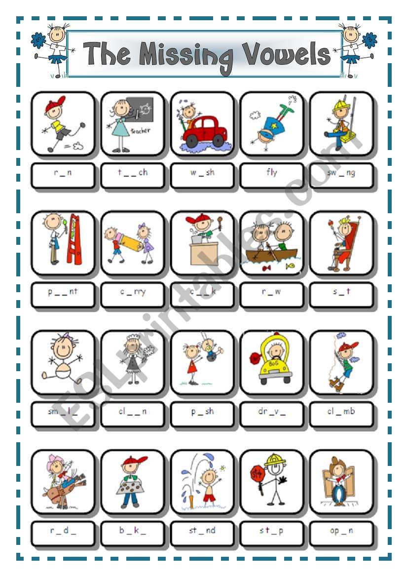 ACTION VERBS # 2 - THE MISSING VOWELS - # 5