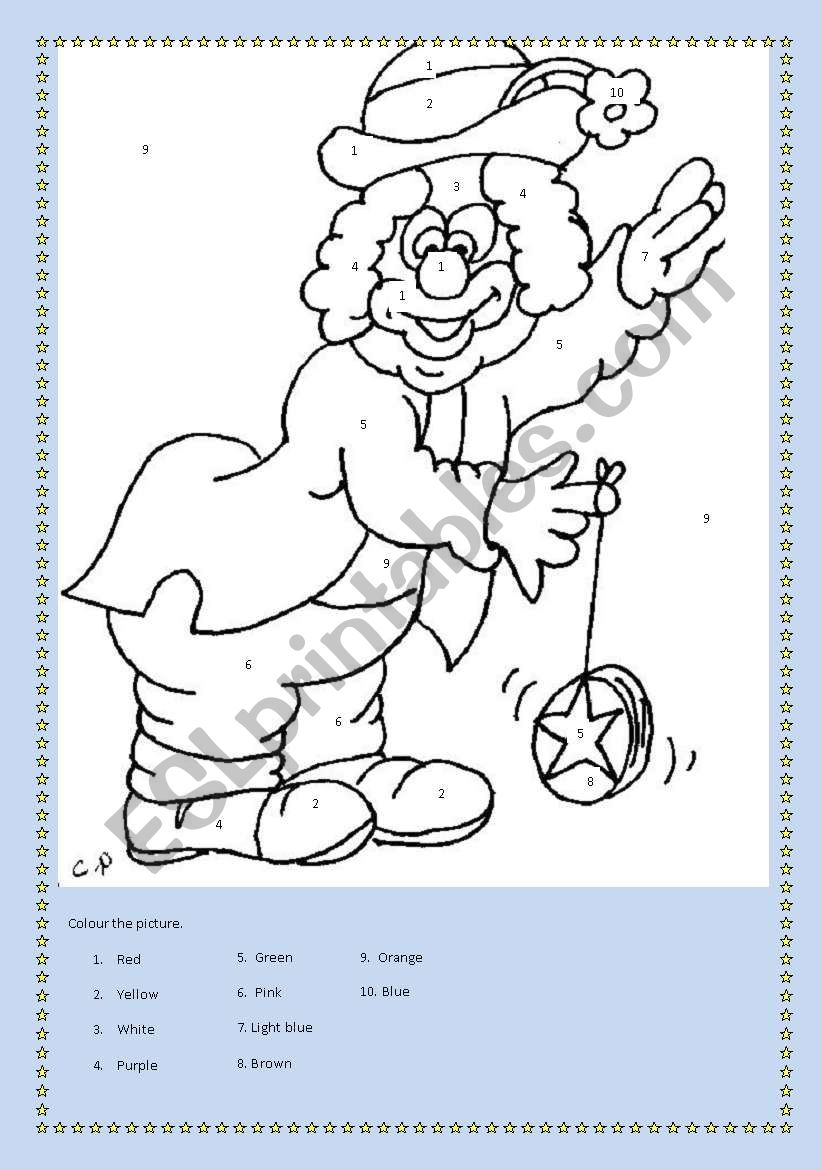 Colour the Clown worksheet