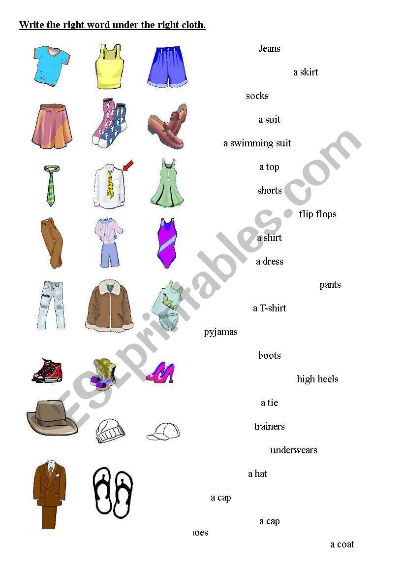 clothes printable worksheet