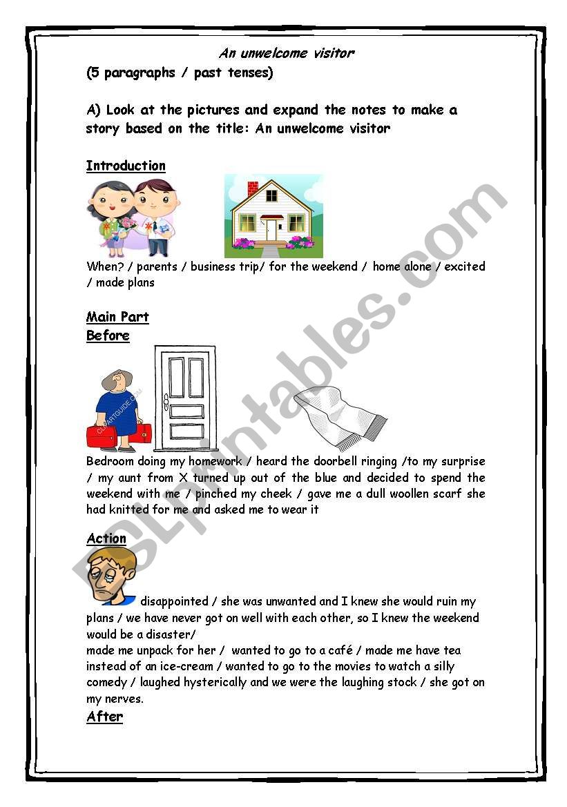 AN UNWELCOME VISITOR worksheet