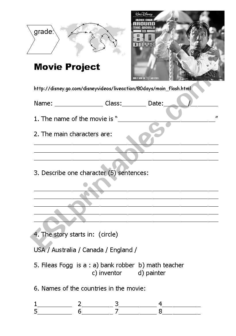 movie project worksheet