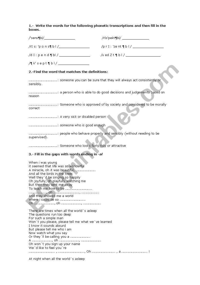 Supertramp - The Logical song worksheet