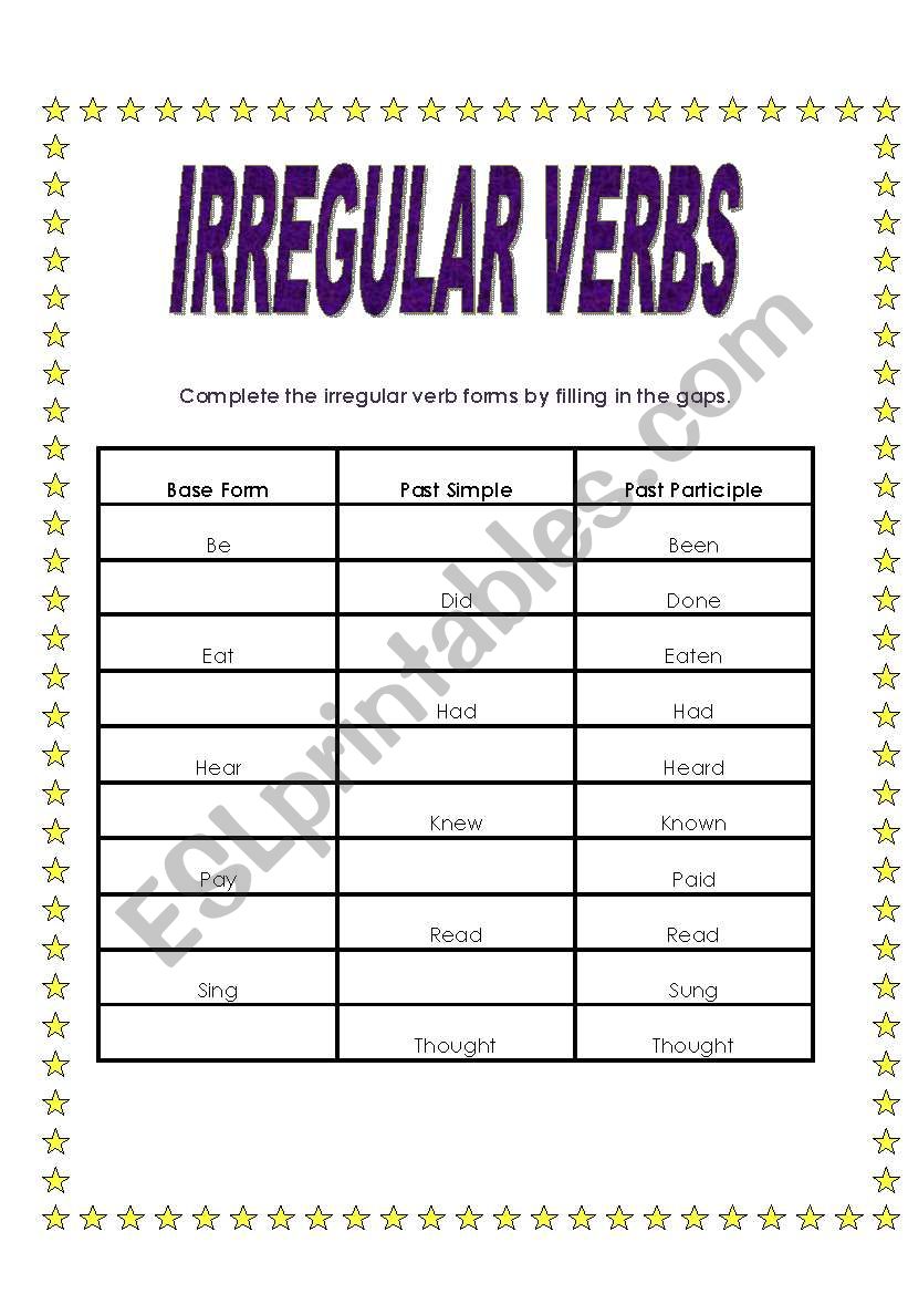 Irregular Verbs (2) worksheet