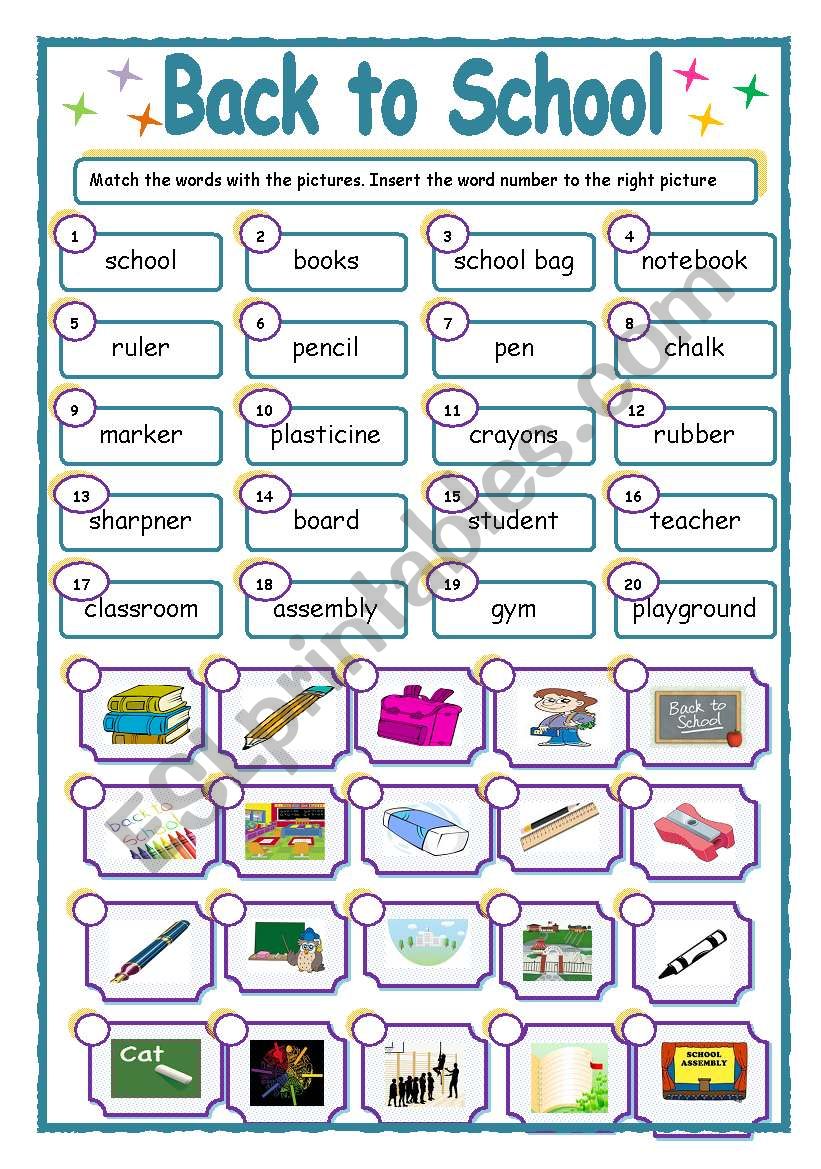 Back to School worksheet