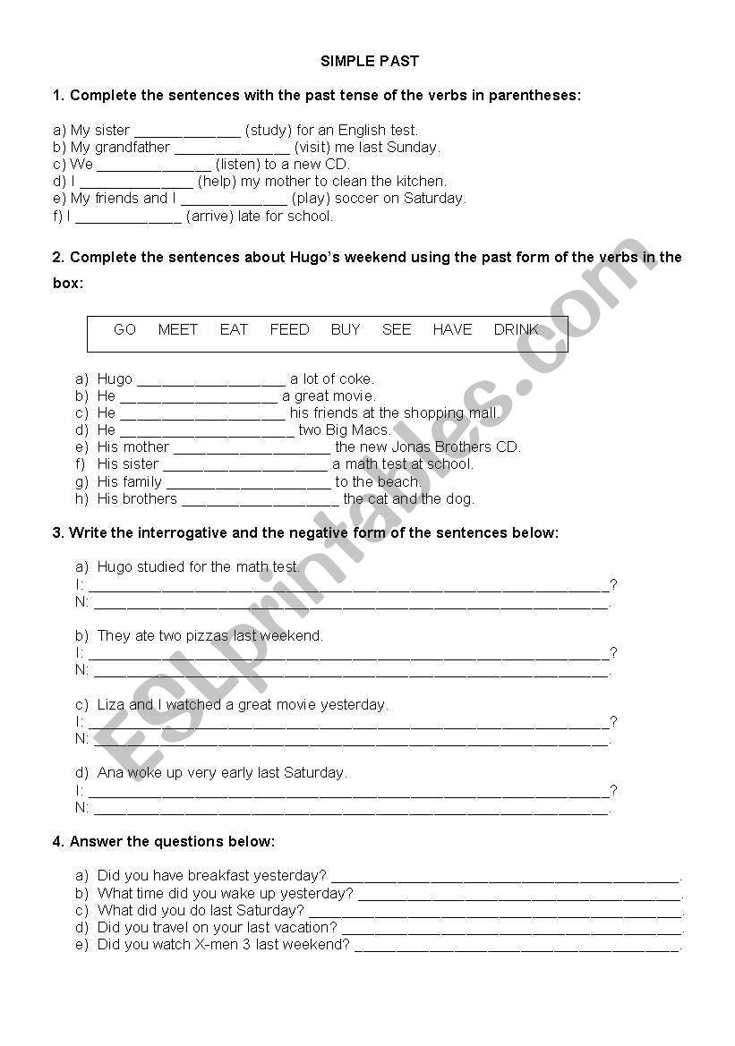 Simple Past worksheet