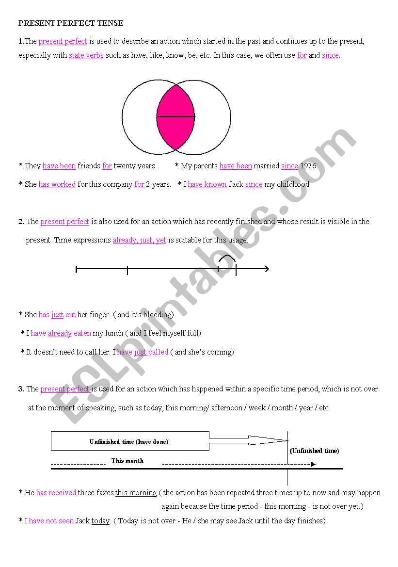 Present perfect tense  worksheet