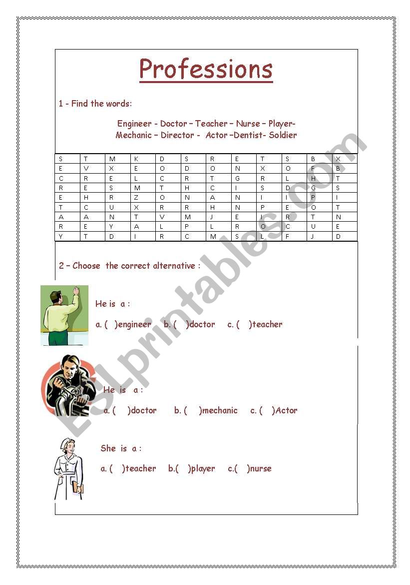 Professions  worksheet