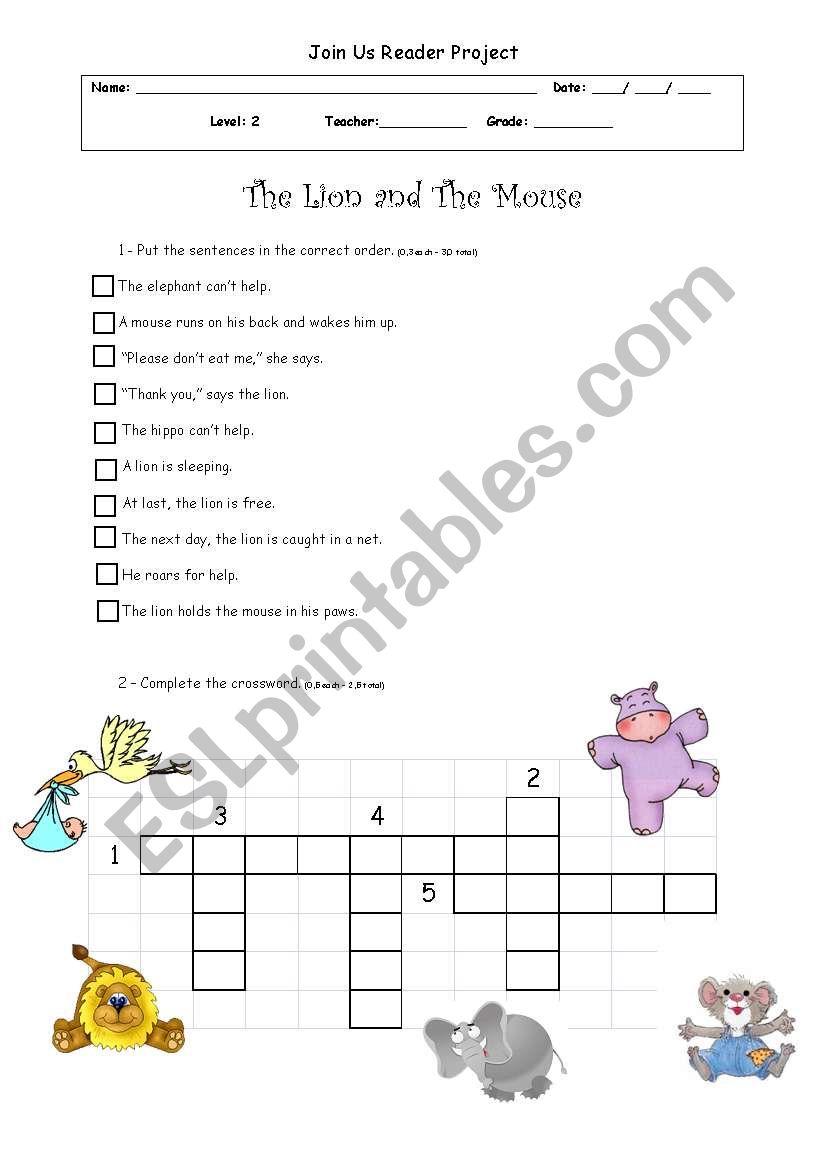 The Lion And The Mouse worksheet
