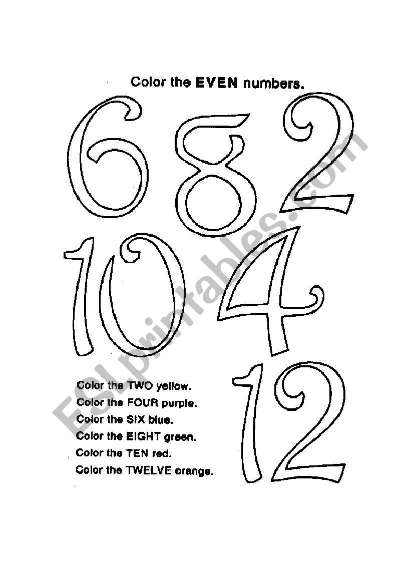 Color The Numbers worksheet