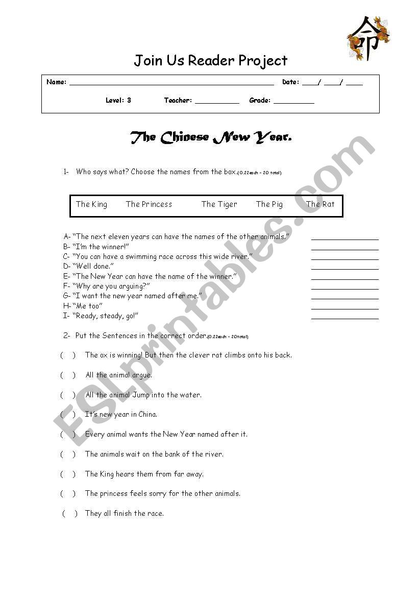 The Chinese New Year worksheet