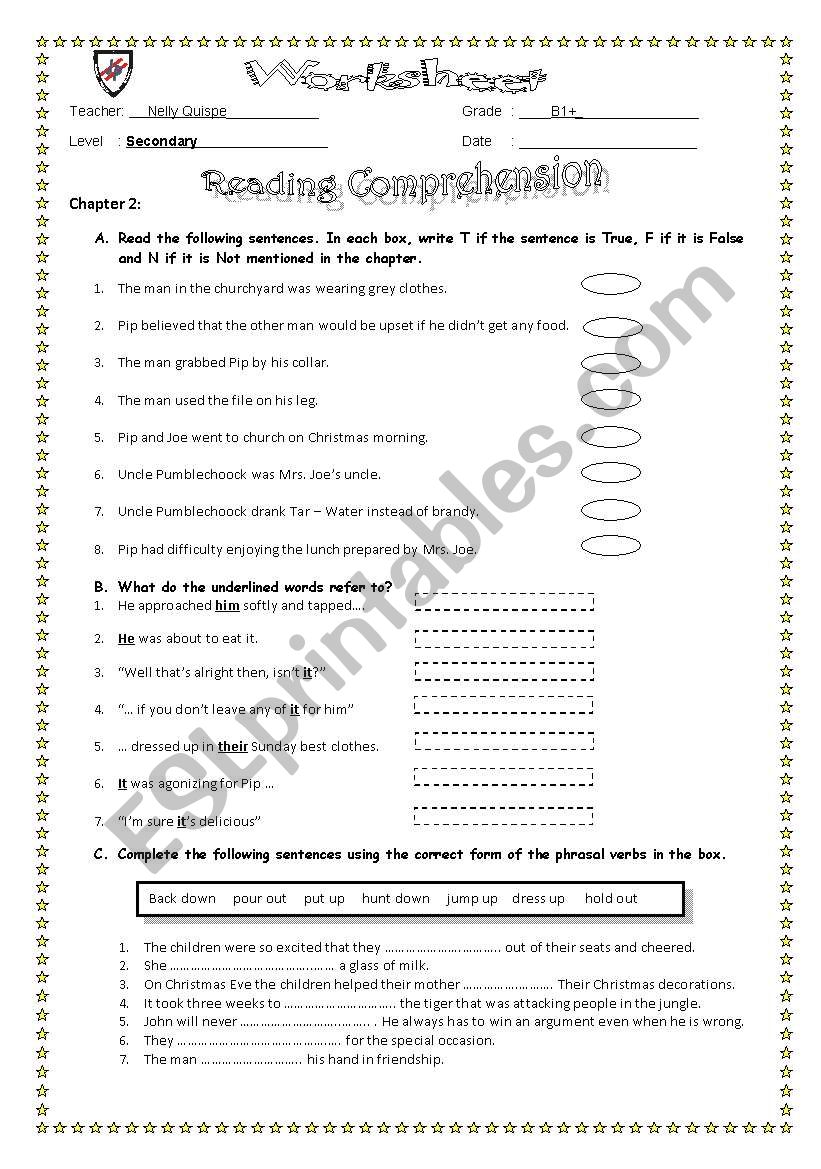 reading exercise worksheet