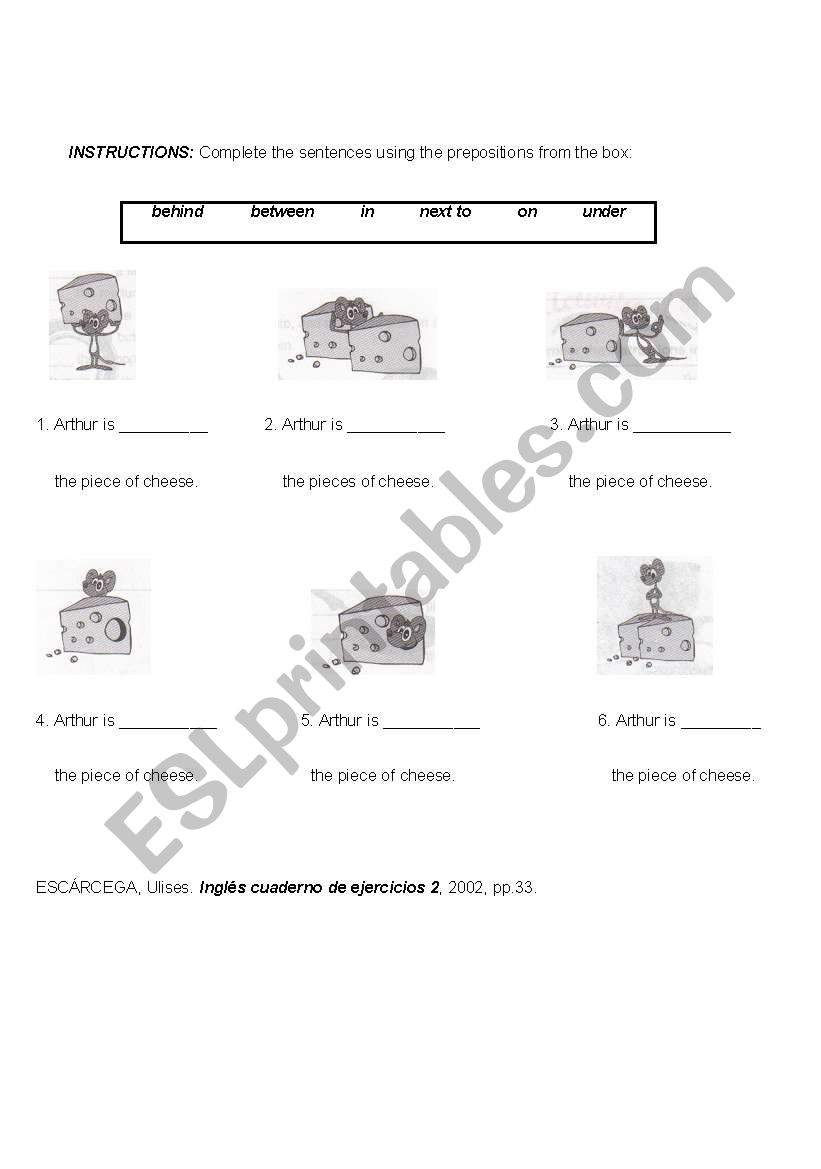 Prepositions of place worksheet