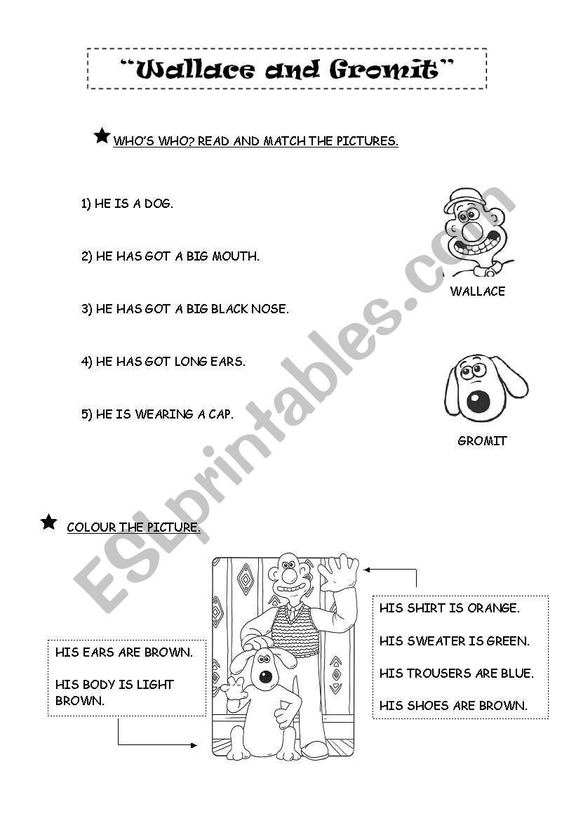 Wallace and Gromit worksheet