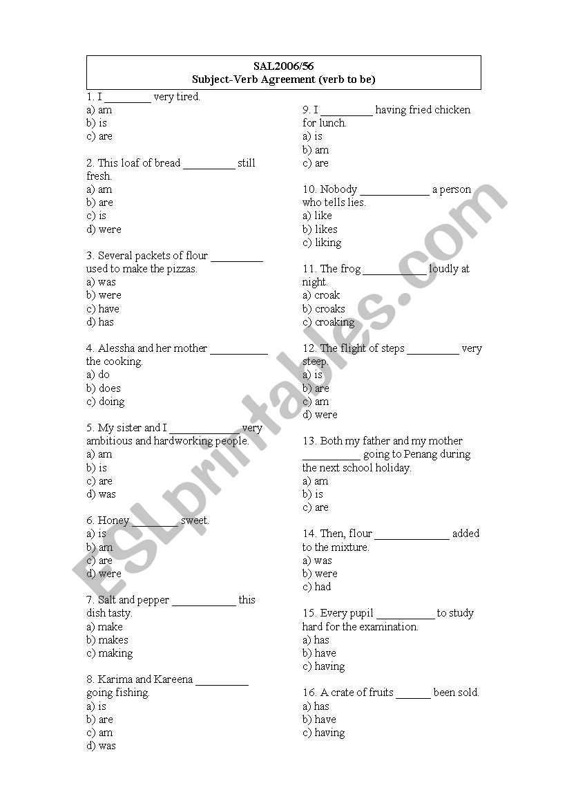 Verb To Be worksheet