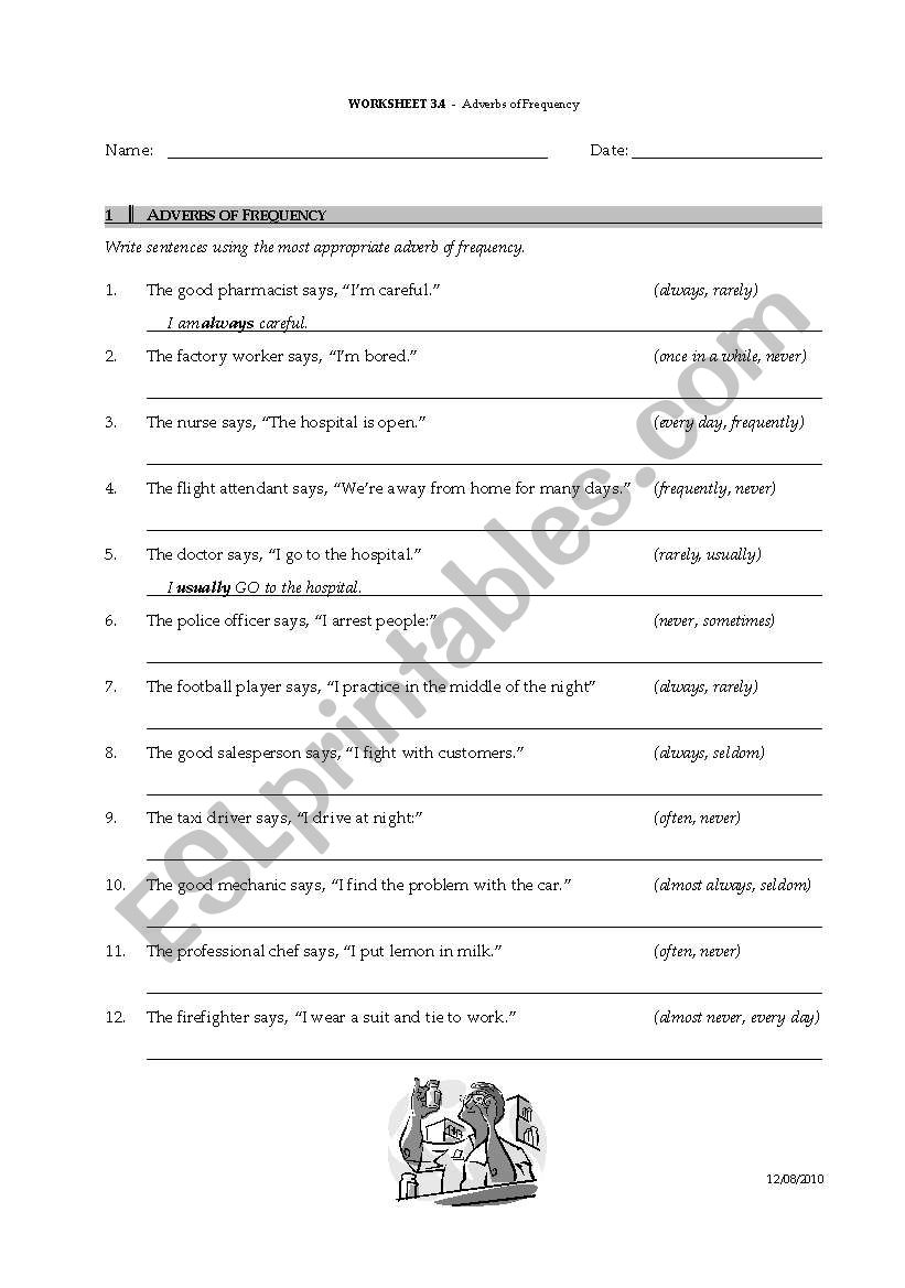 Adverbs of Frequency worksheet