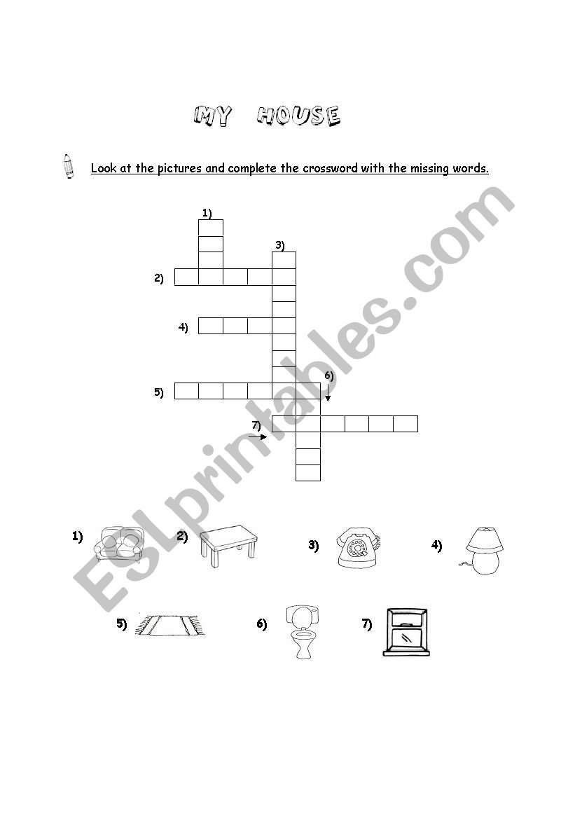 House crossword worksheet