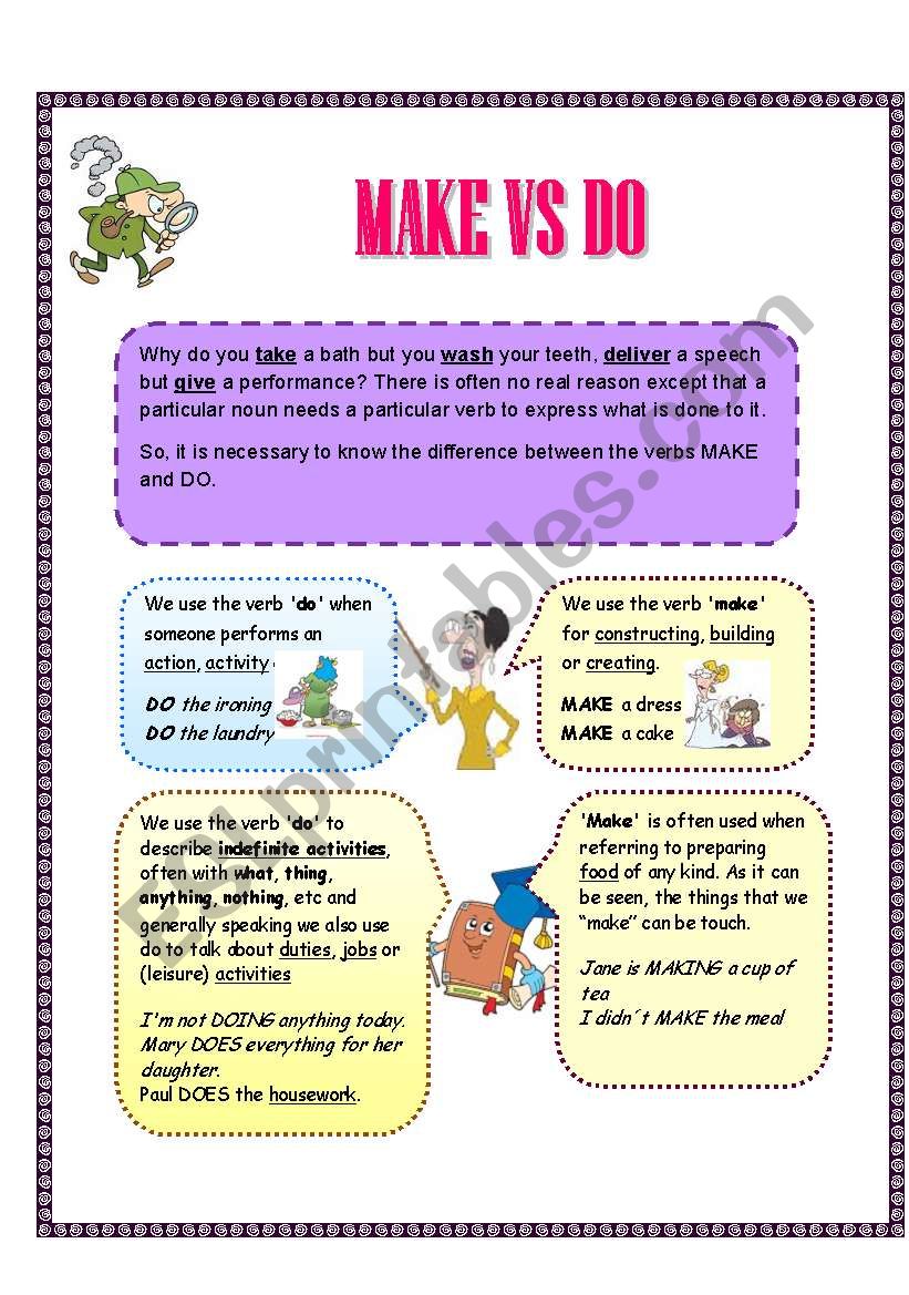 Make Vs Do worksheet