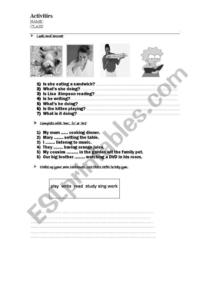 present continuous - easy worksheet