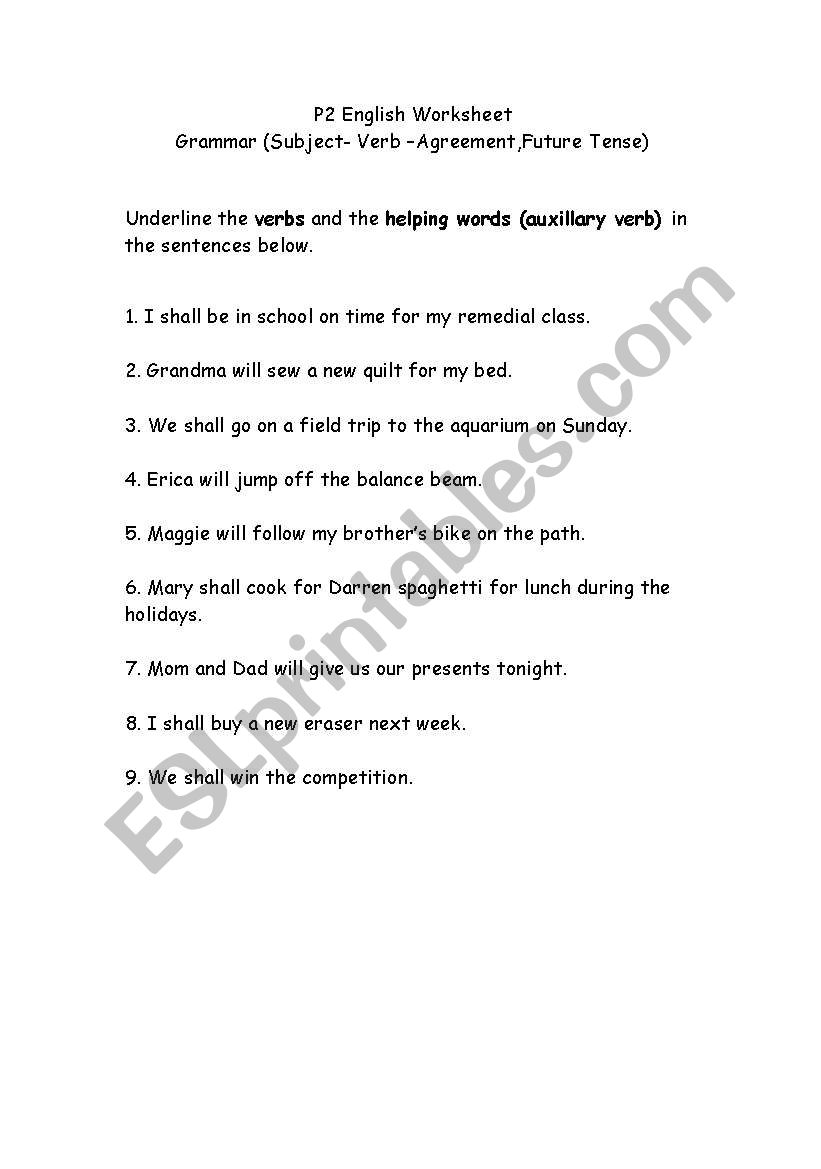 Grammer worksheet