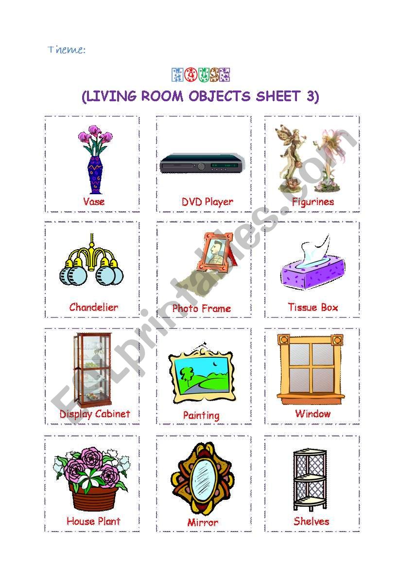 Living Room Objects 3 worksheet