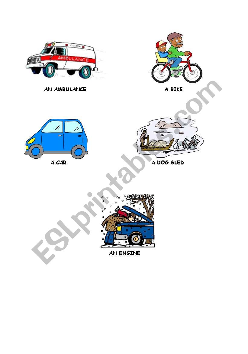 TRANSPORTATION FLASCARDS worksheet