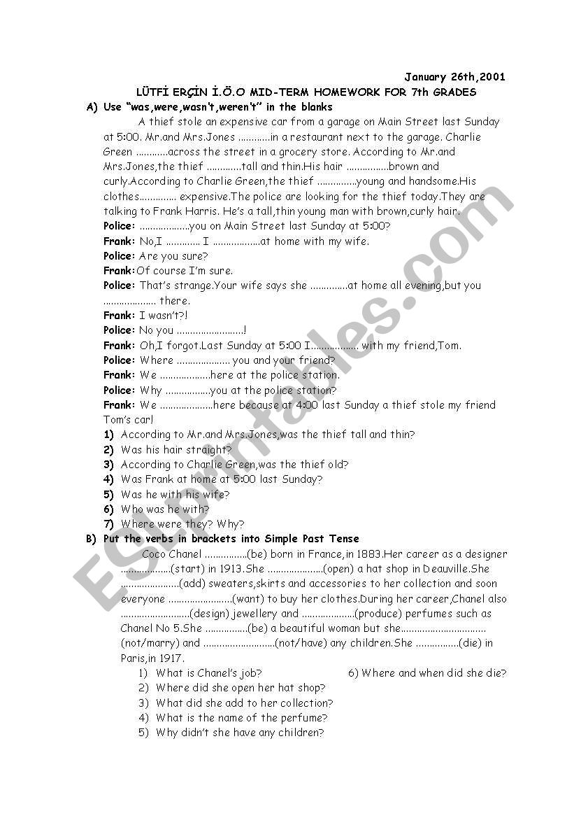 REVISION WORKSHEET worksheet